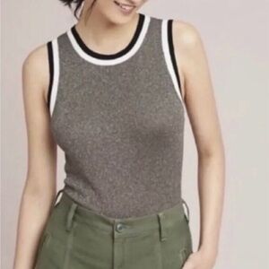 Anthropologie "Valeria Shine" Gray and Black Tank Top
